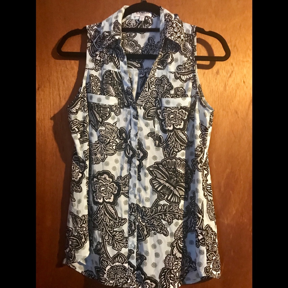 Silk tank collared express button down
